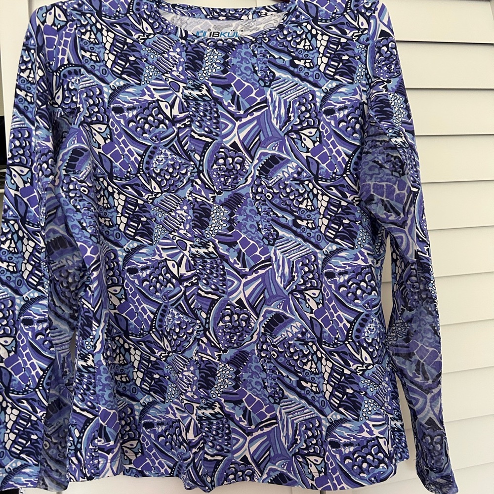IBKUL Blue Long Sleeve Boxy Blouse